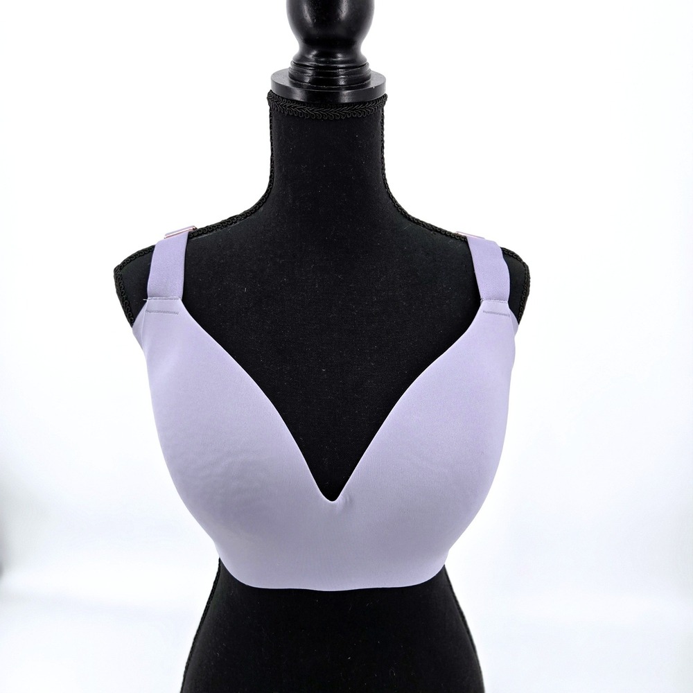 Le Mystere Clean Lines Wireless Plunge Smooth Comfort Lavender Grey Bra 36DDD/F